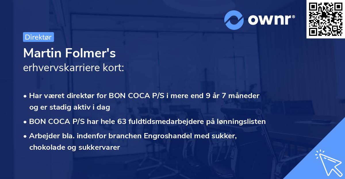 Martin Folmer's erhvervskarriere kort