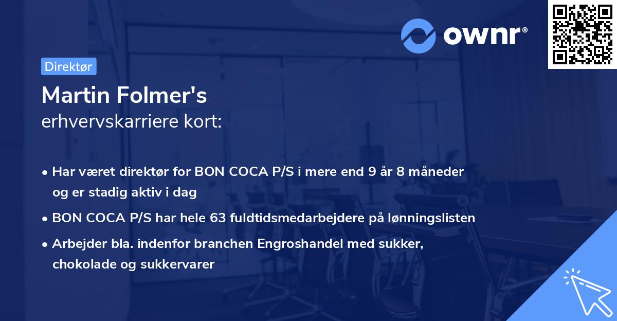 Martin Folmer's erhvervskarriere kort