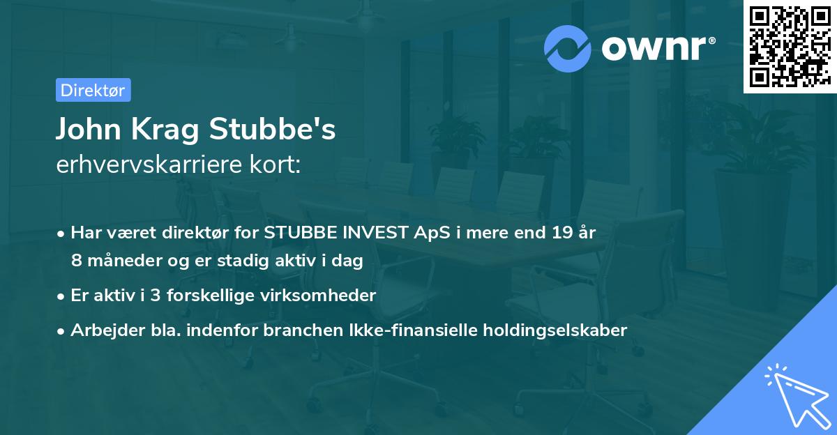John Krag Stubbe's erhvervskarriere kort