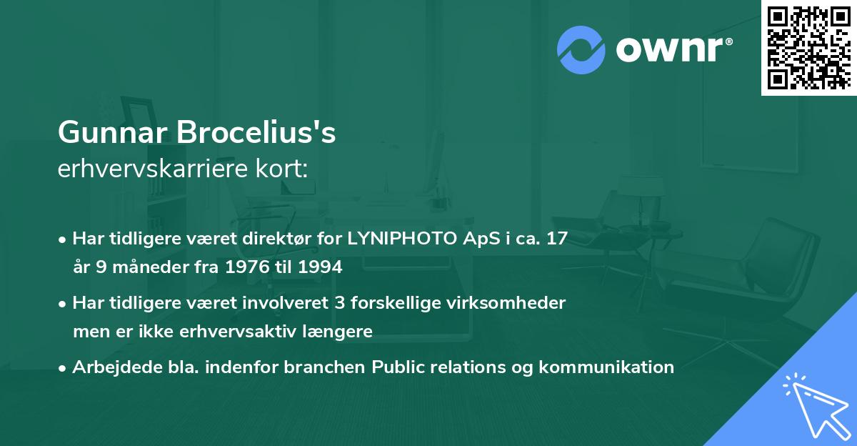 Gunnar Brocelius's erhvervskarriere kort