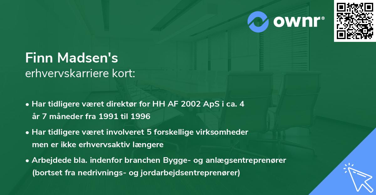 Finn Madsen's erhvervskarriere kort
