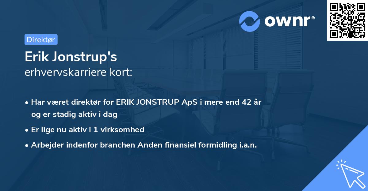 Erik Jonstrup's erhvervskarriere kort