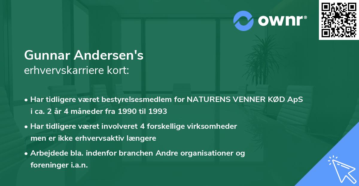 Gunnar Andersen's erhvervskarriere kort