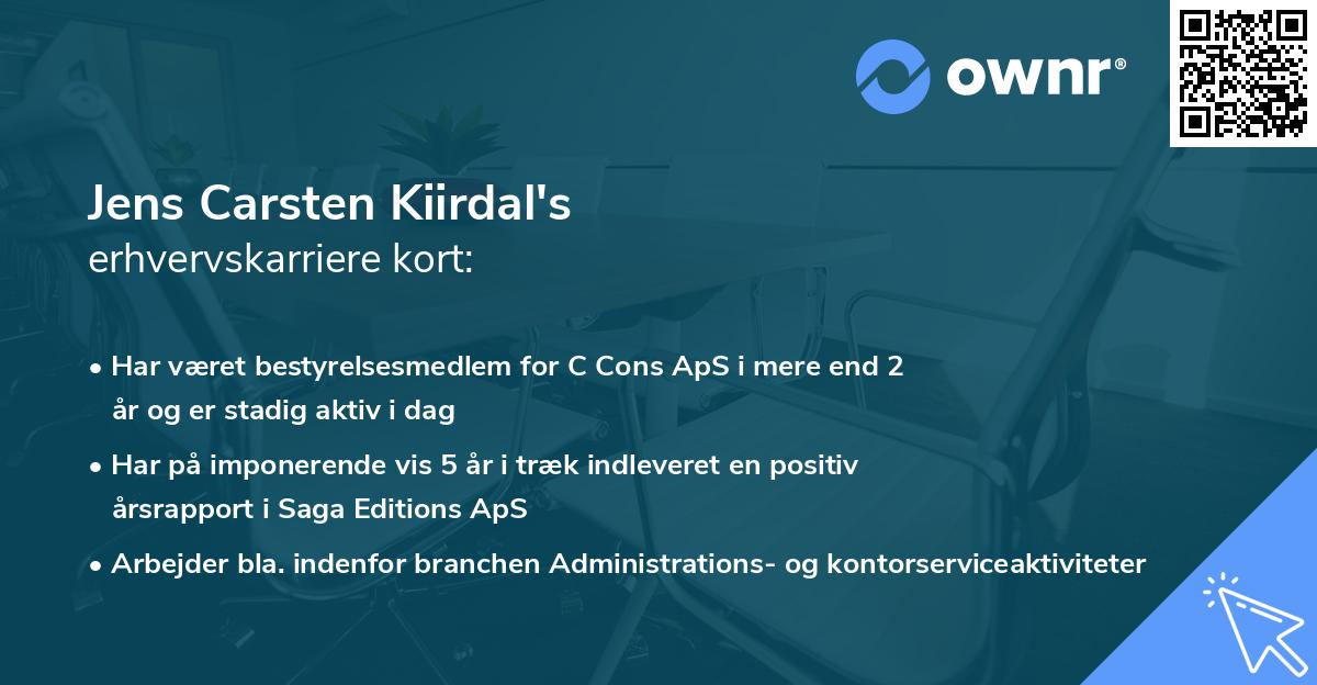 Jens Carsten Kiirdal's erhvervskarriere kort