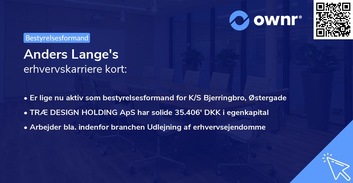 Anders Lange's erhvervskarriere kort