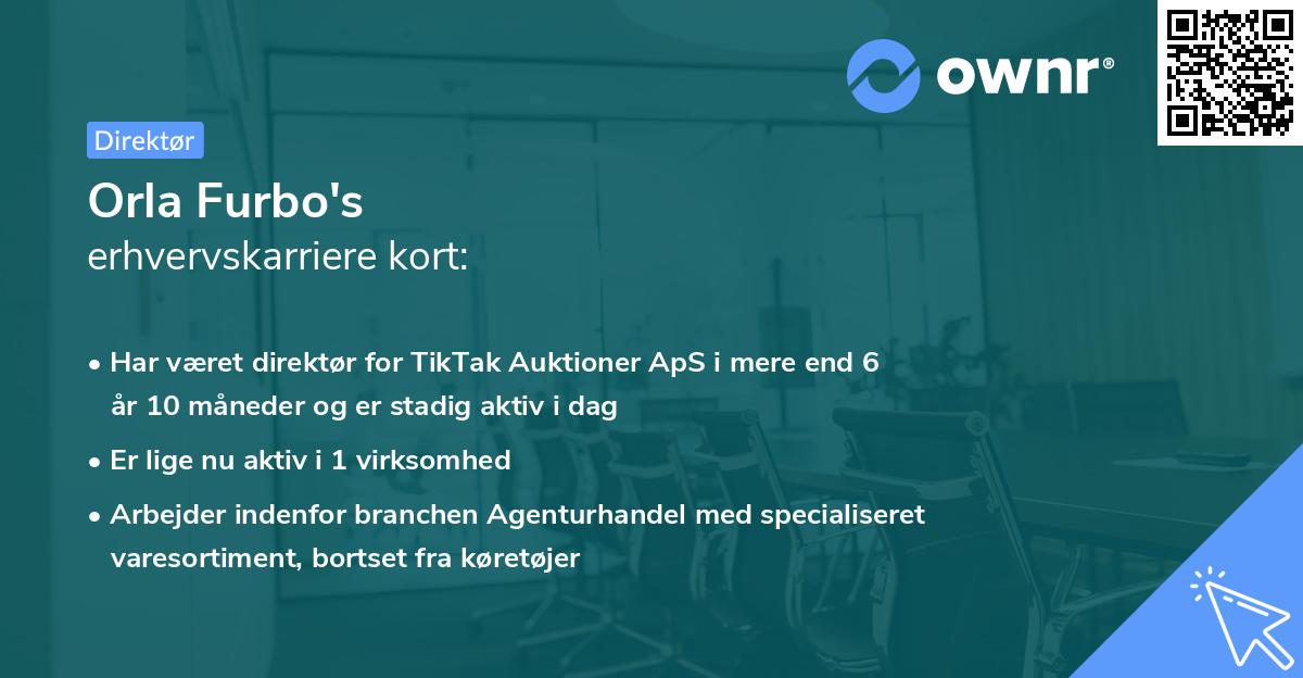 Orla Furbo's erhvervskarriere kort