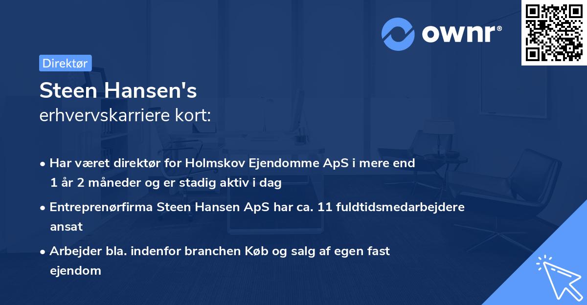 Steen Hansen's erhvervskarriere kort
