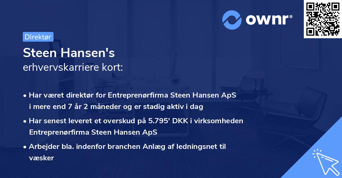Steen Hansen's erhvervskarriere kort