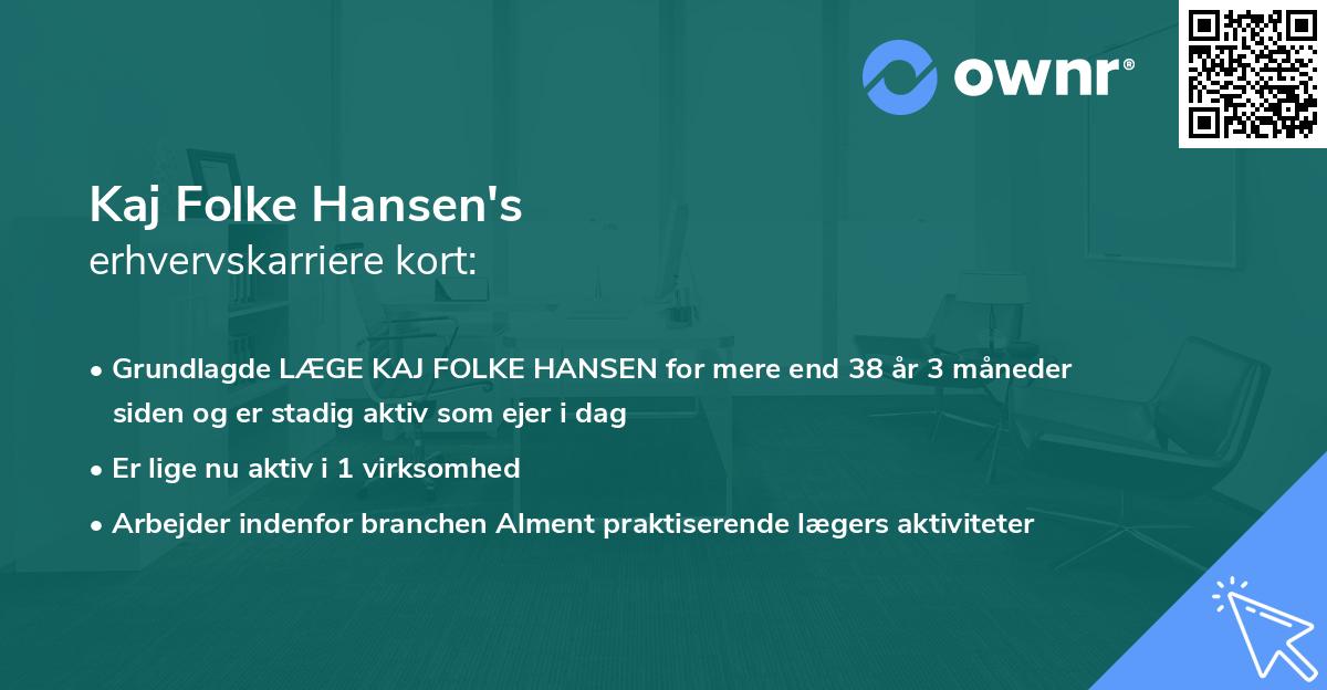 Kaj Folke Hansen's erhvervskarriere kort