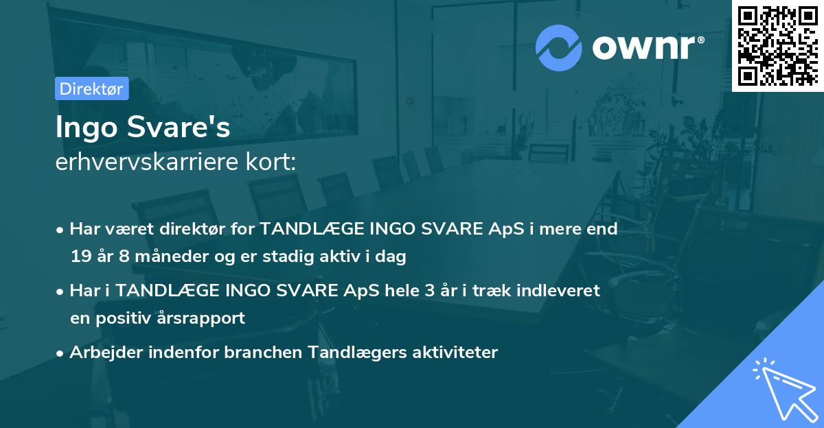 Ingo Svare's erhvervskarriere kort