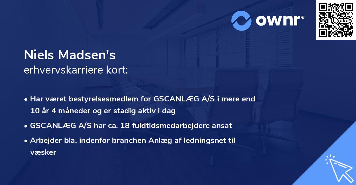Niels Madsen's erhvervskarriere kort