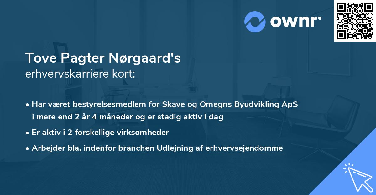 Tove Pagter Nørgaard's erhvervskarriere kort