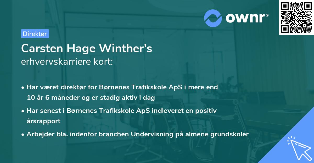 Carsten Hage Winther's erhvervskarriere kort
