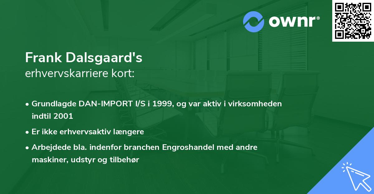 Frank Dalsgaard's erhvervskarriere kort