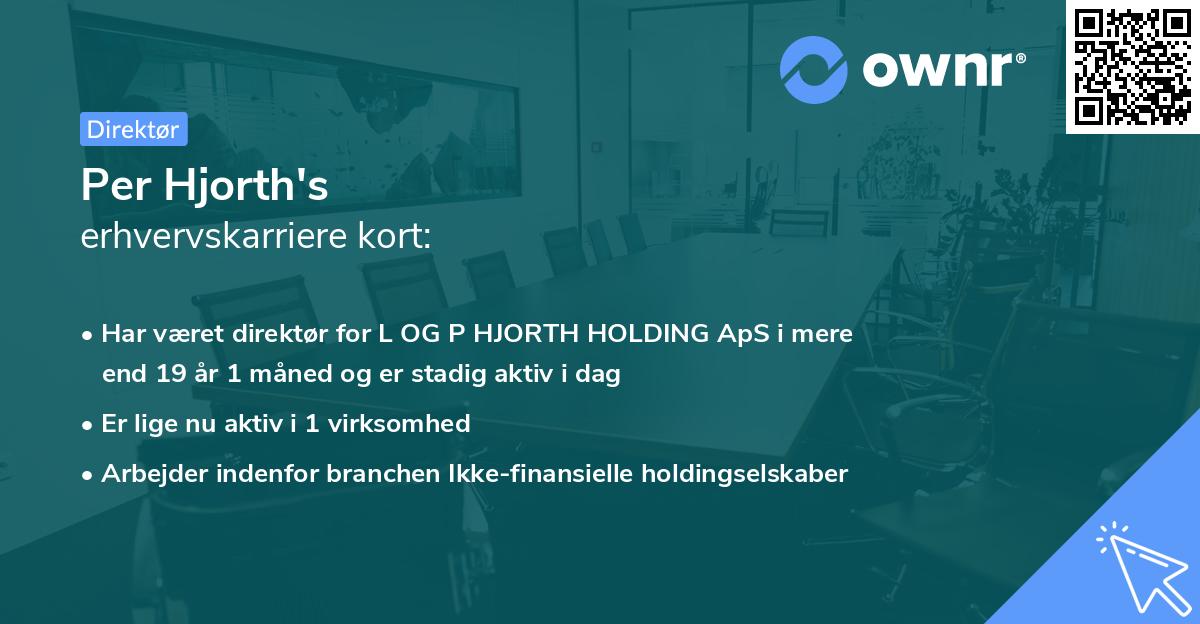 Per Hjorth's erhvervskarriere kort