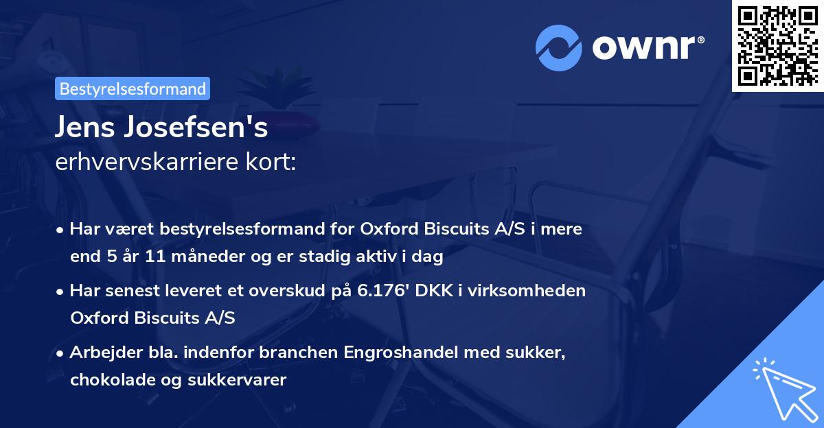 Jens Josefsen's erhvervskarriere kort