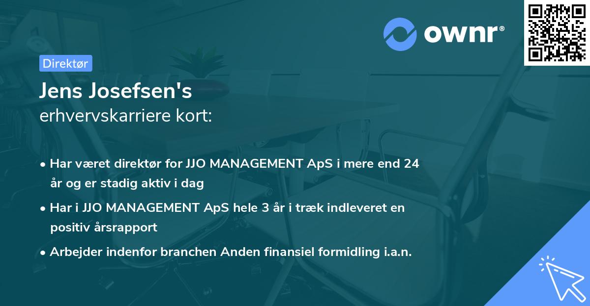 Jens Josefsen's erhvervskarriere kort