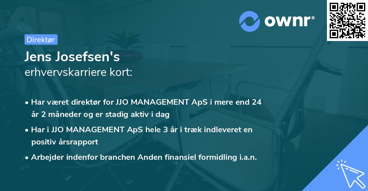 Jens Josefsen's erhvervskarriere kort