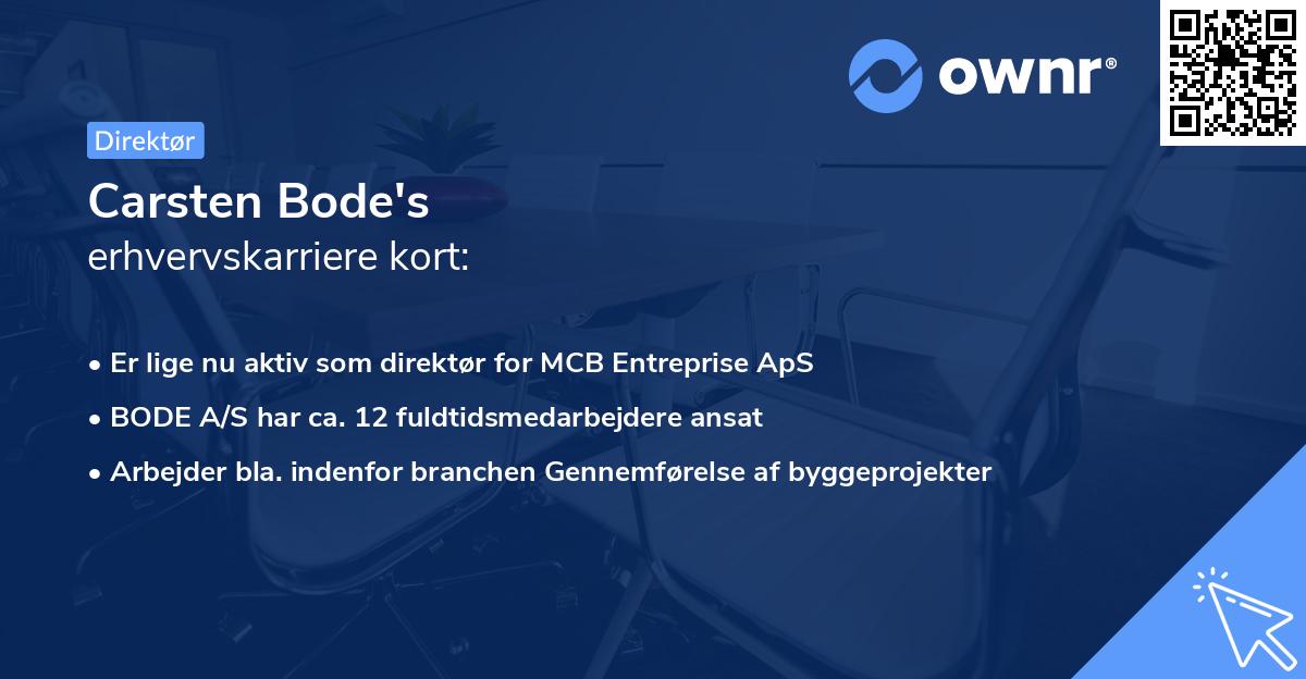 Carsten Bode's erhvervskarriere kort