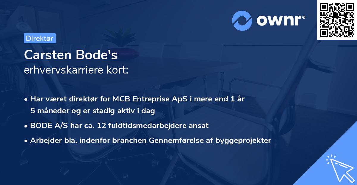 Carsten Bode's erhvervskarriere kort