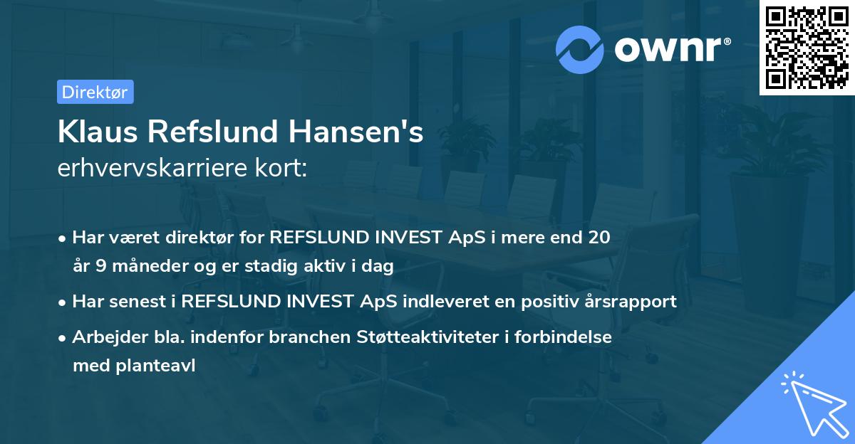 Klaus Refslund Hansen's erhvervskarriere kort