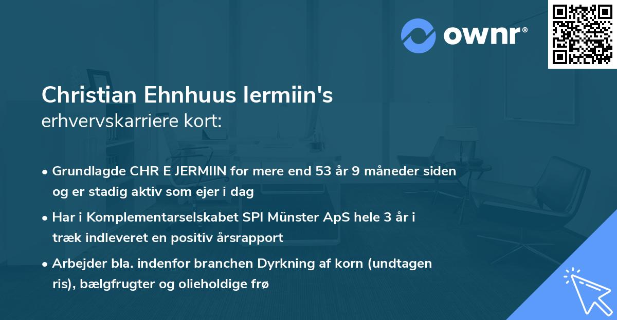 Christian Ehnhuus Iermiin's erhvervskarriere kort