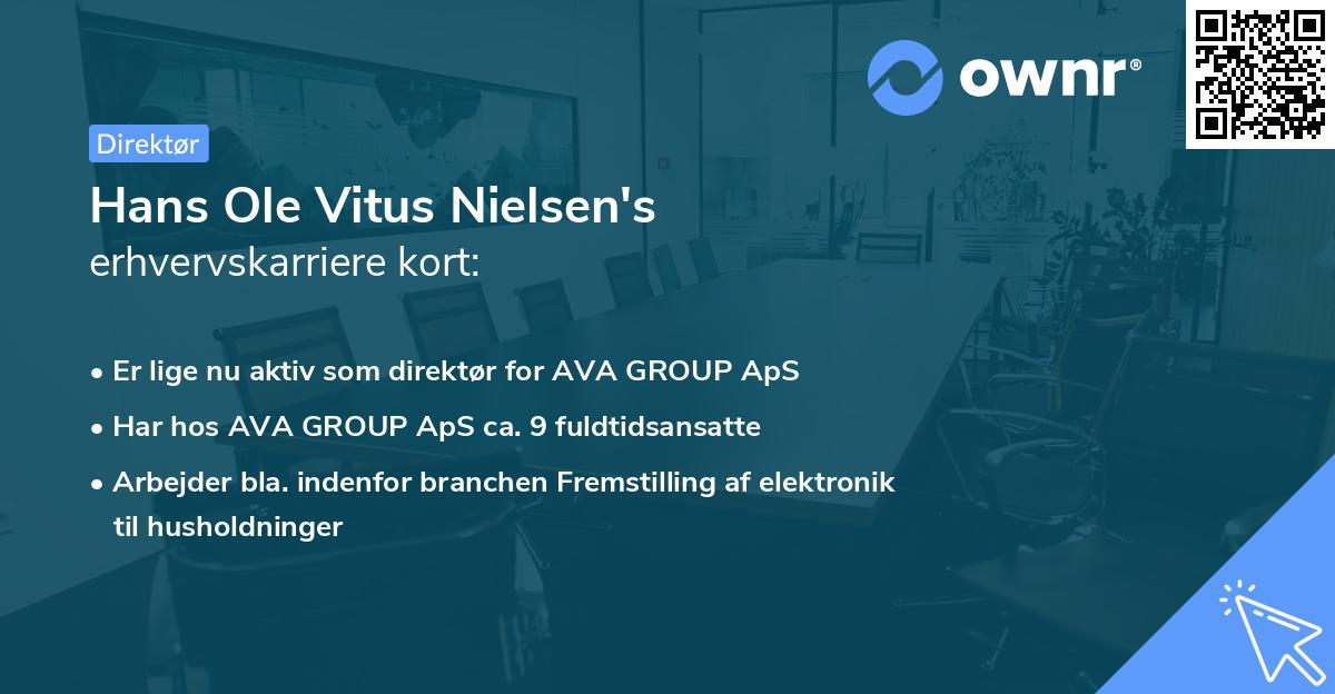 Hans Ole Vitus Nielsen's erhvervskarriere kort