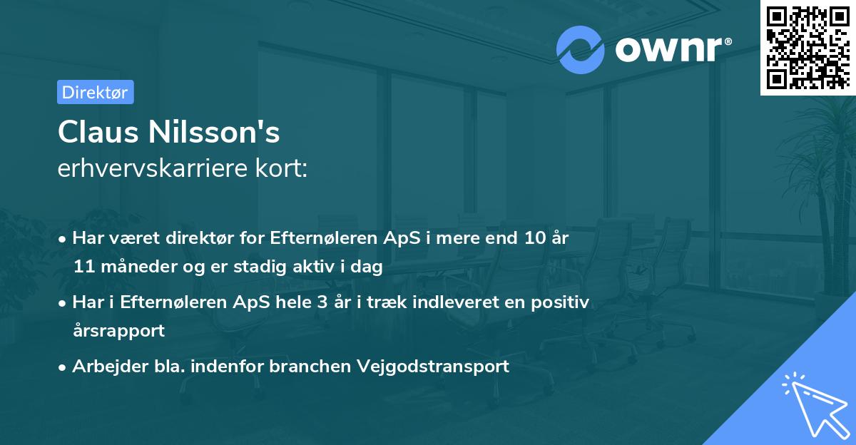 Claus Nilsson's erhvervskarriere kort