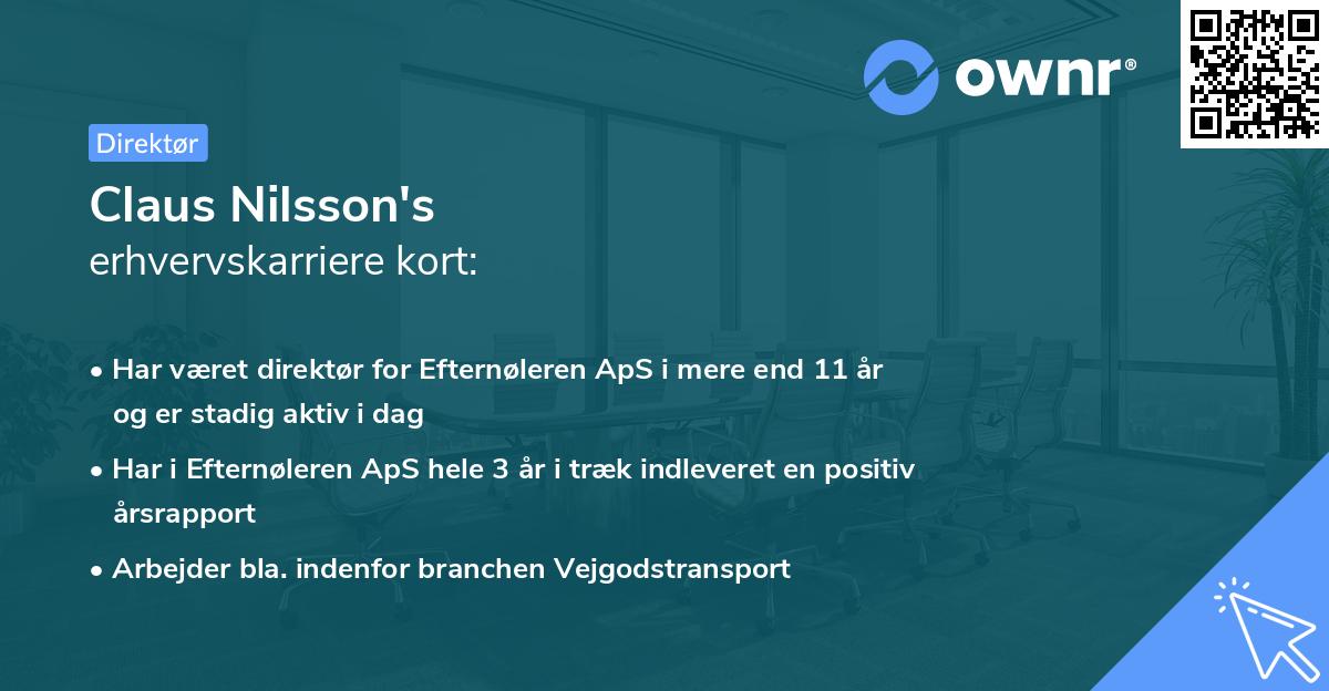 Claus Nilsson's erhvervskarriere kort