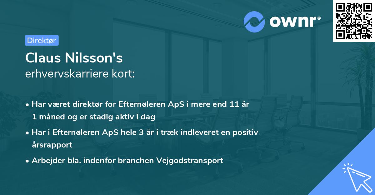 Claus Nilsson's erhvervskarriere kort