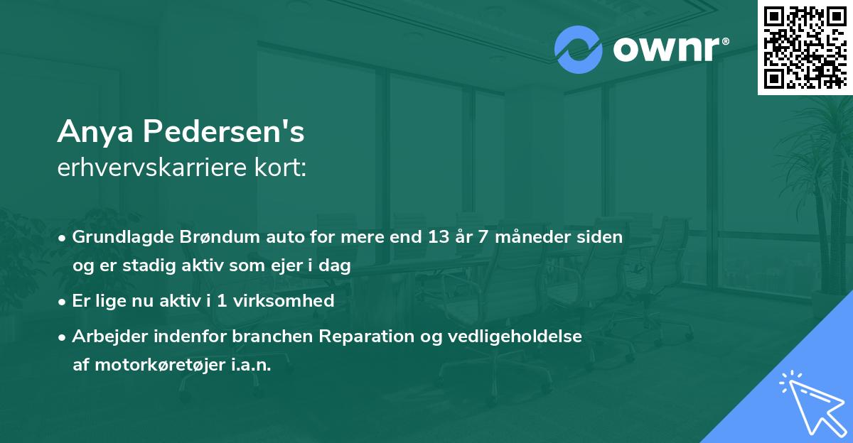 Anya Pedersen's erhvervskarriere kort