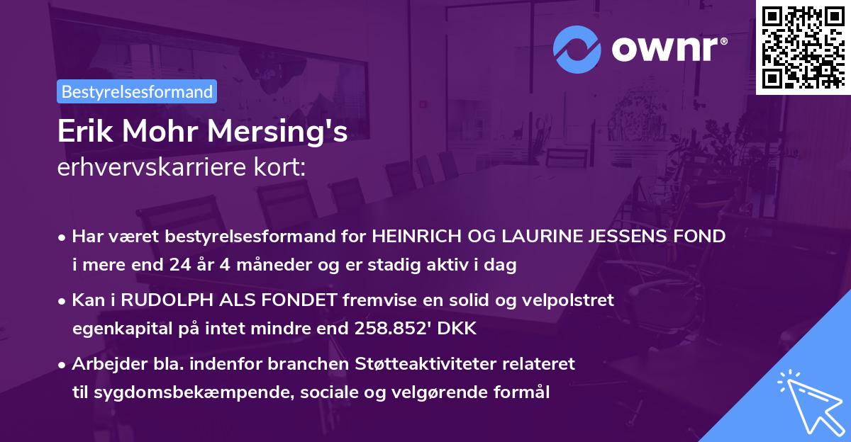 Erik Mohr Mersing's erhvervskarriere kort