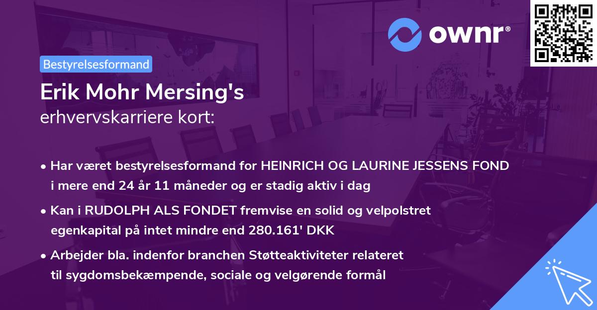 Erik Mohr Mersing's erhvervskarriere kort