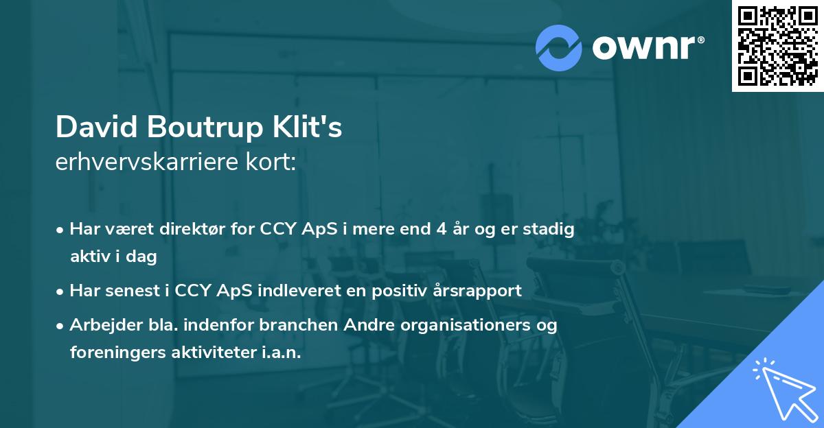 David Boutrup Klit's erhvervskarriere kort