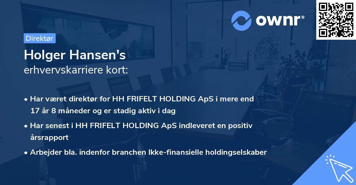 Holger Hansen's erhvervskarriere kort