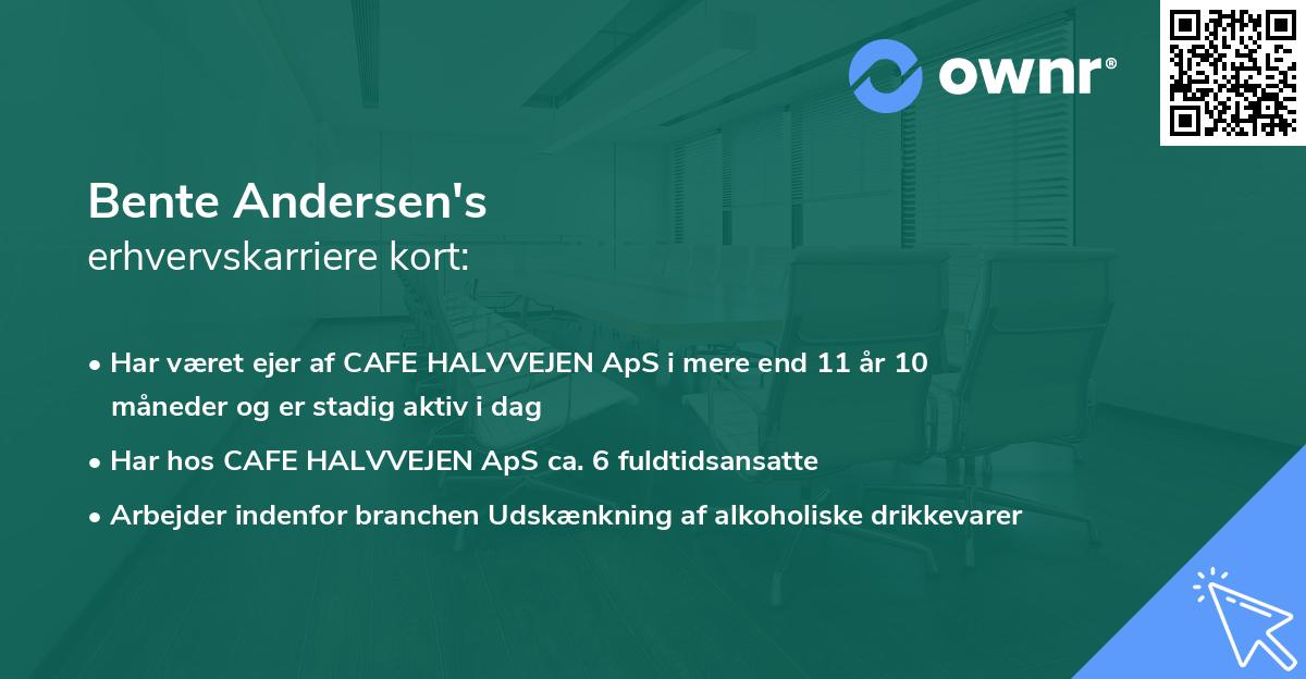 Bente Andersen's erhvervskarriere kort