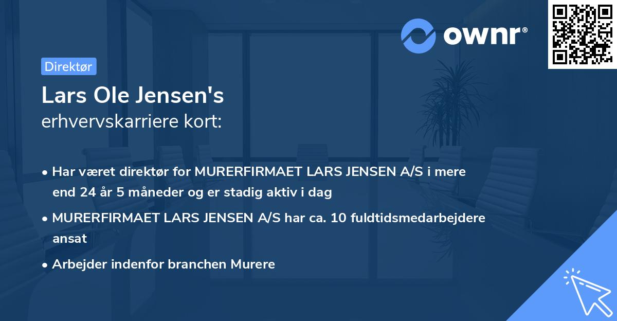 Lars Ole Jensen's erhvervskarriere kort