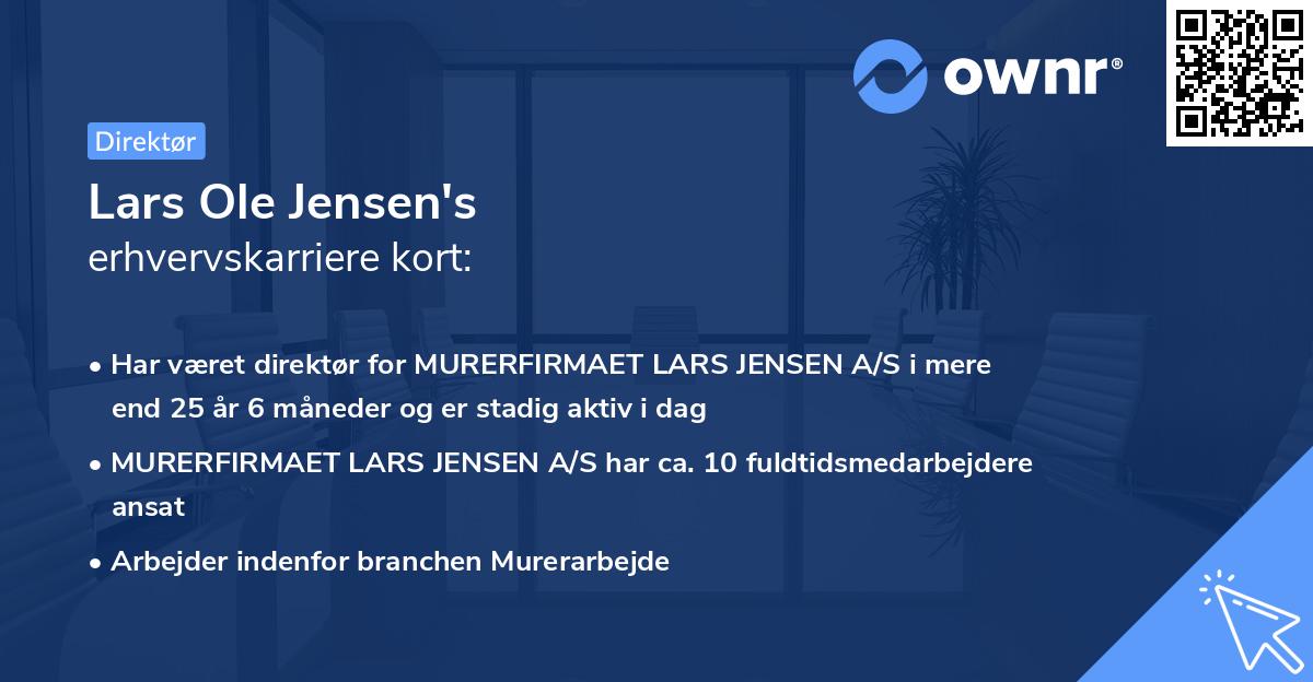 Lars Ole Jensen's erhvervskarriere kort