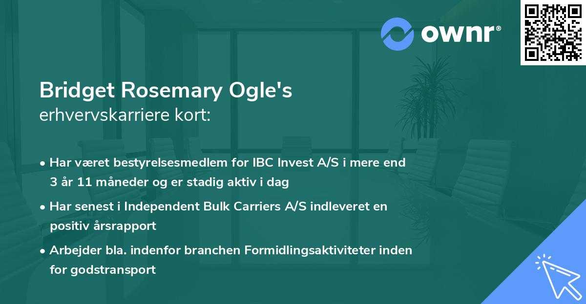 Bridget Rosemary Ogle's erhvervskarriere kort