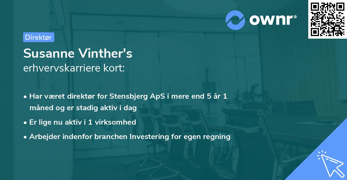 Susanne Vinther's erhvervskarriere kort