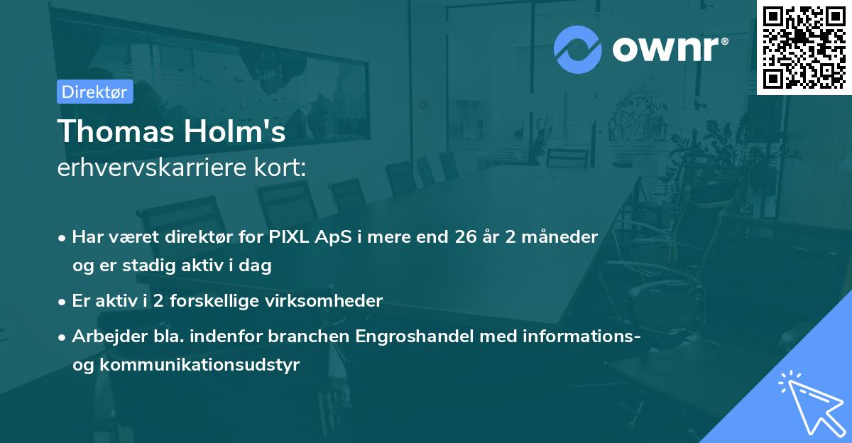Thomas Holm's erhvervskarriere kort