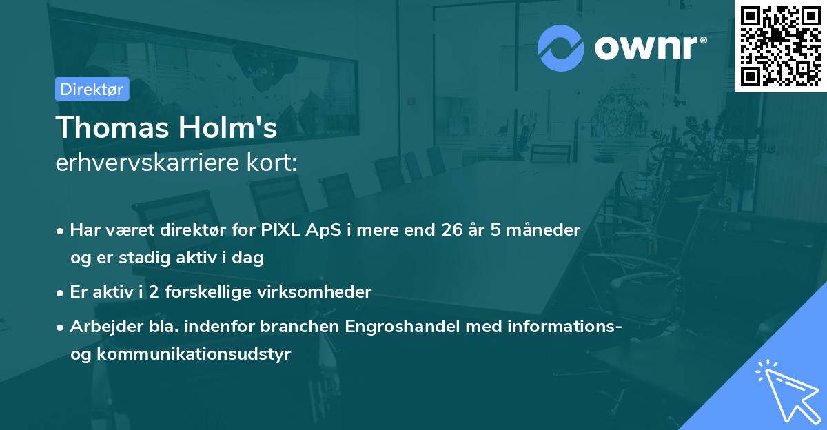 Thomas Holm's erhvervskarriere kort