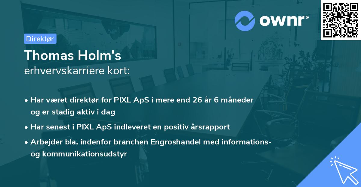 Thomas Holm's erhvervskarriere kort