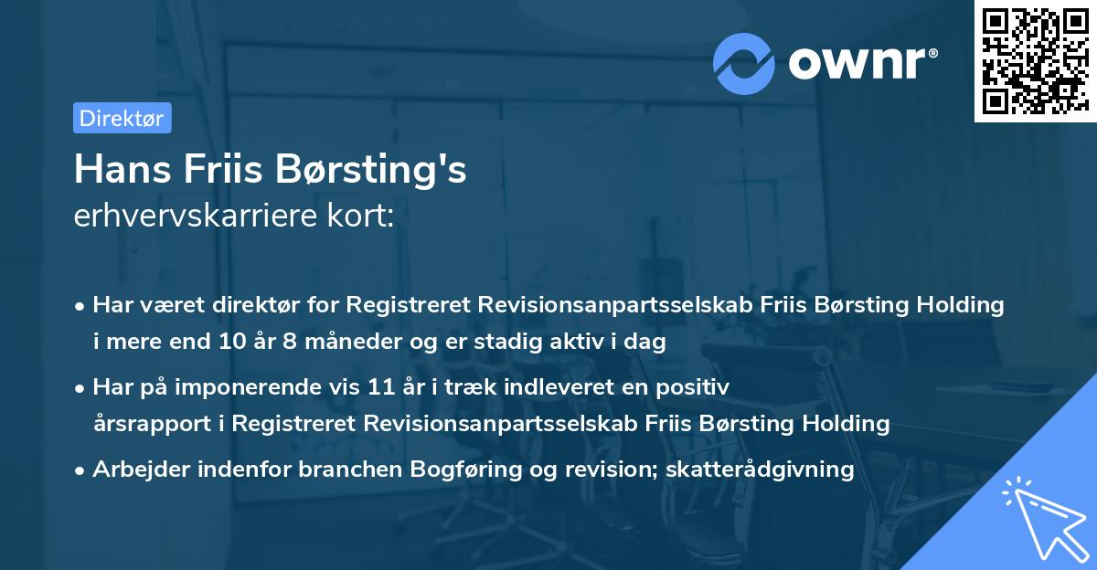 Hans Friis Børsting's erhvervskarriere kort