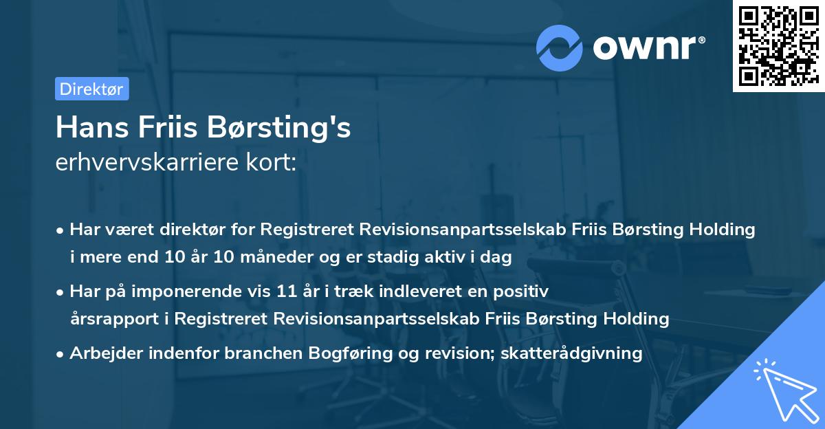 Hans Friis Børsting's erhvervskarriere kort
