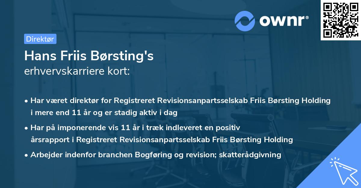 Hans Friis Børsting's erhvervskarriere kort