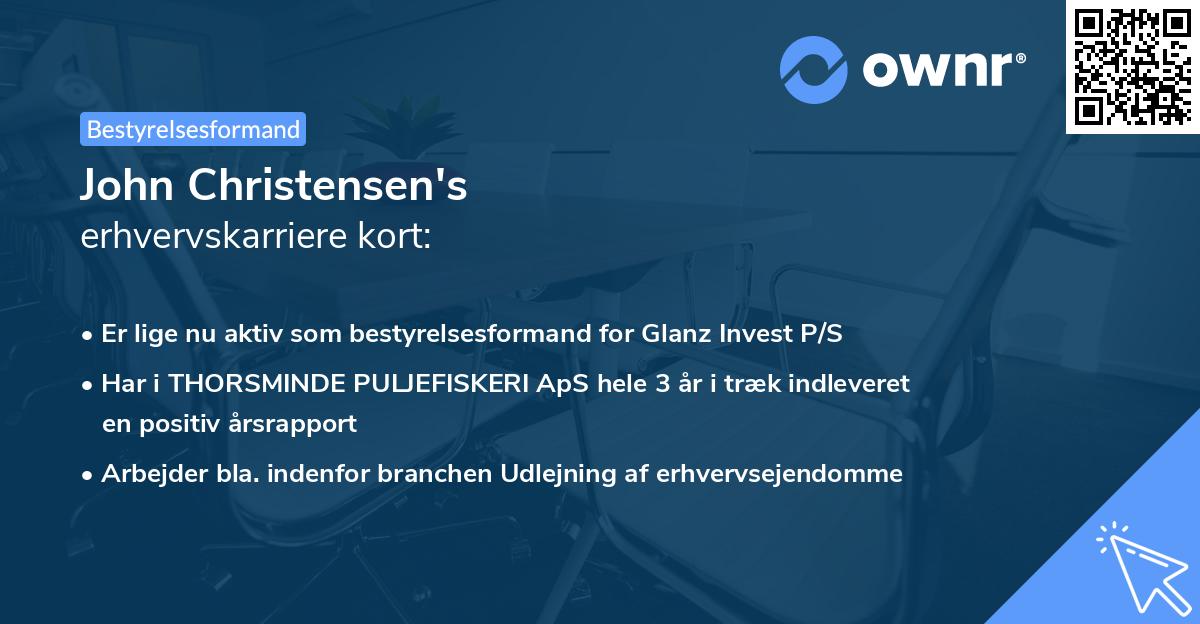 John Christensen's erhvervskarriere kort