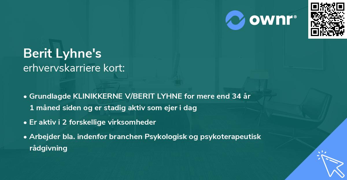 Berit Lyhne's erhvervskarriere kort