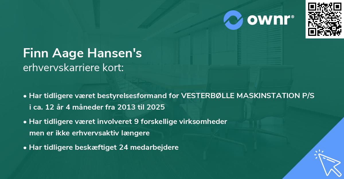 Finn Aage Hansen's erhvervskarriere kort