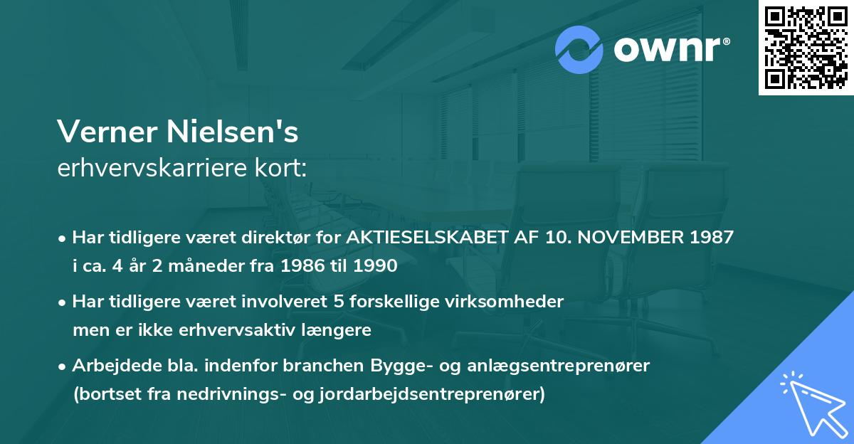 Verner Nielsen's erhvervskarriere kort